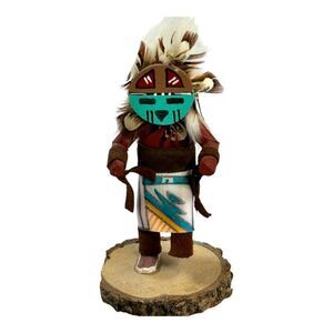 Vintage Hopi Kachina Doll Katsina Dancer Figurine Feathers 5” Southwest Sunface